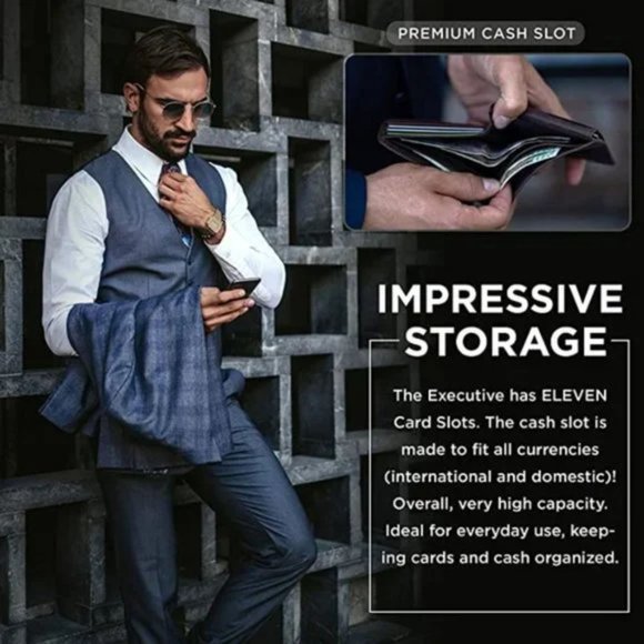 New 2 ID Window Wallet for Men RFID Blocking Leather - Picture 4 of 6